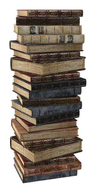 Libros usados apilados